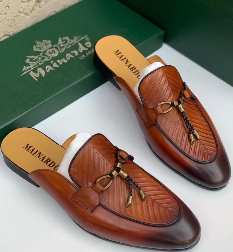 Mules Homme en cuir marron